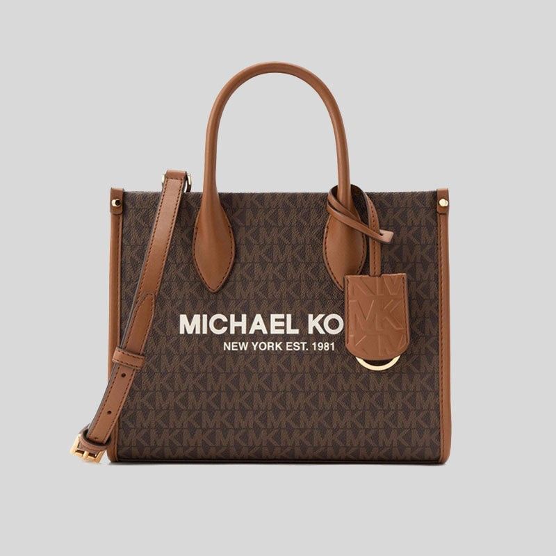 Michael Kors Mirella Large Tote Crossbody Bag Brown MK Signature