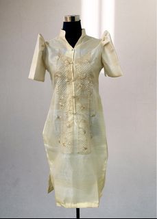 Modern Filipiniana Embroidered Women’s Barong Dress Maria Clara Sleeves