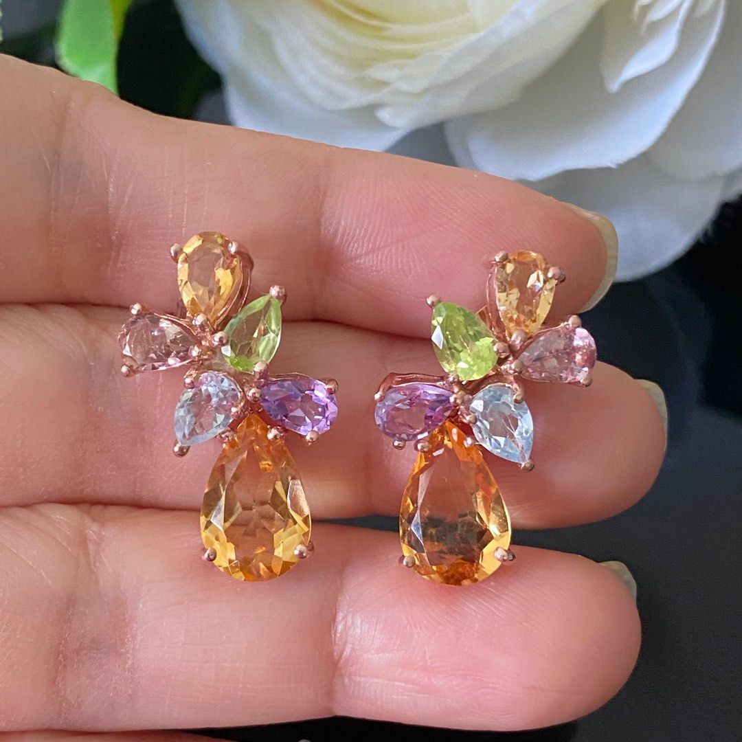 NATURAL gemstone earrings BEST BUY Women s Fashion