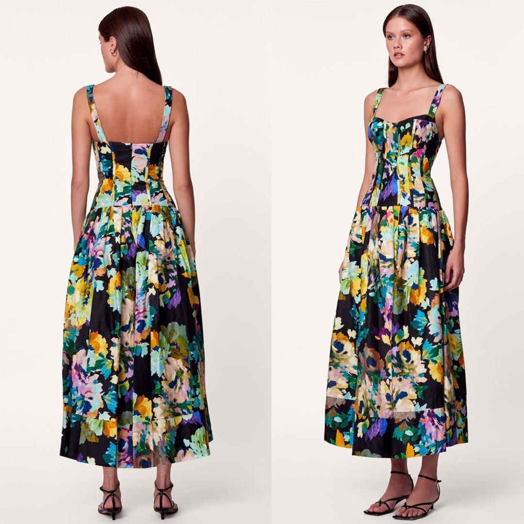 Nicholas Makenna Maxi Dress in Martos White Black Sage Women s Fashion Dresses Sets Dresses on Carousell
