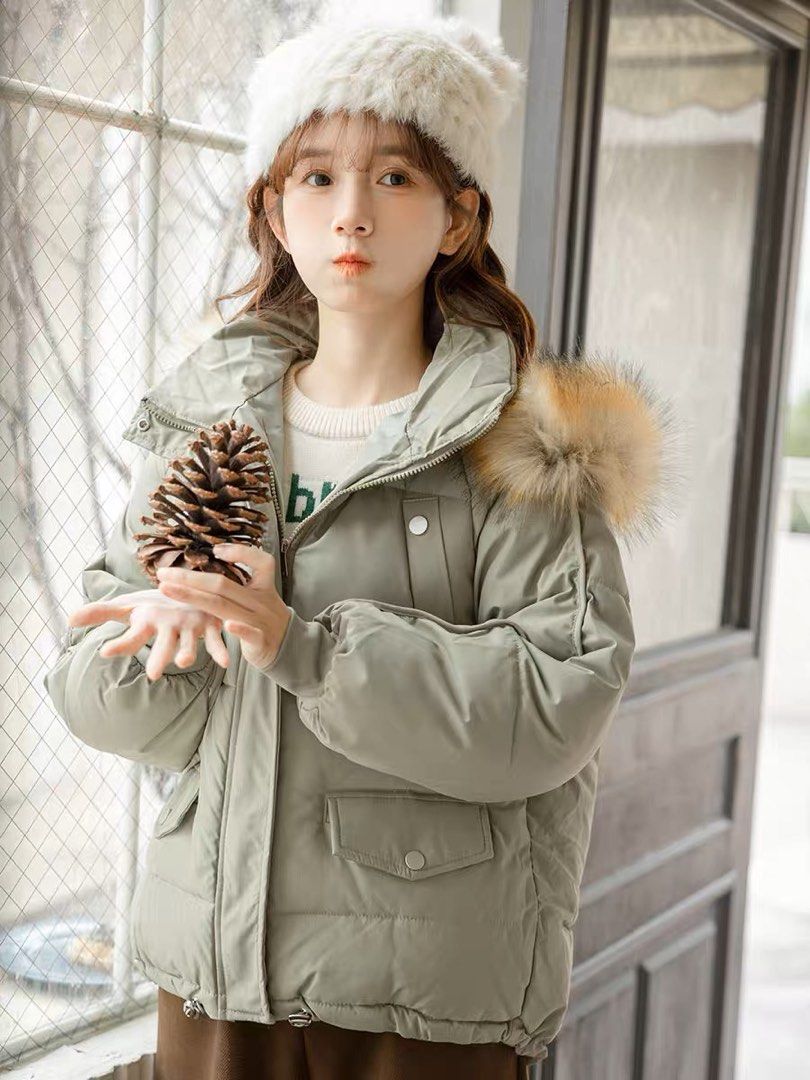 Olive Winter Puffer Jacket Outerwear Women s Fashion Coats