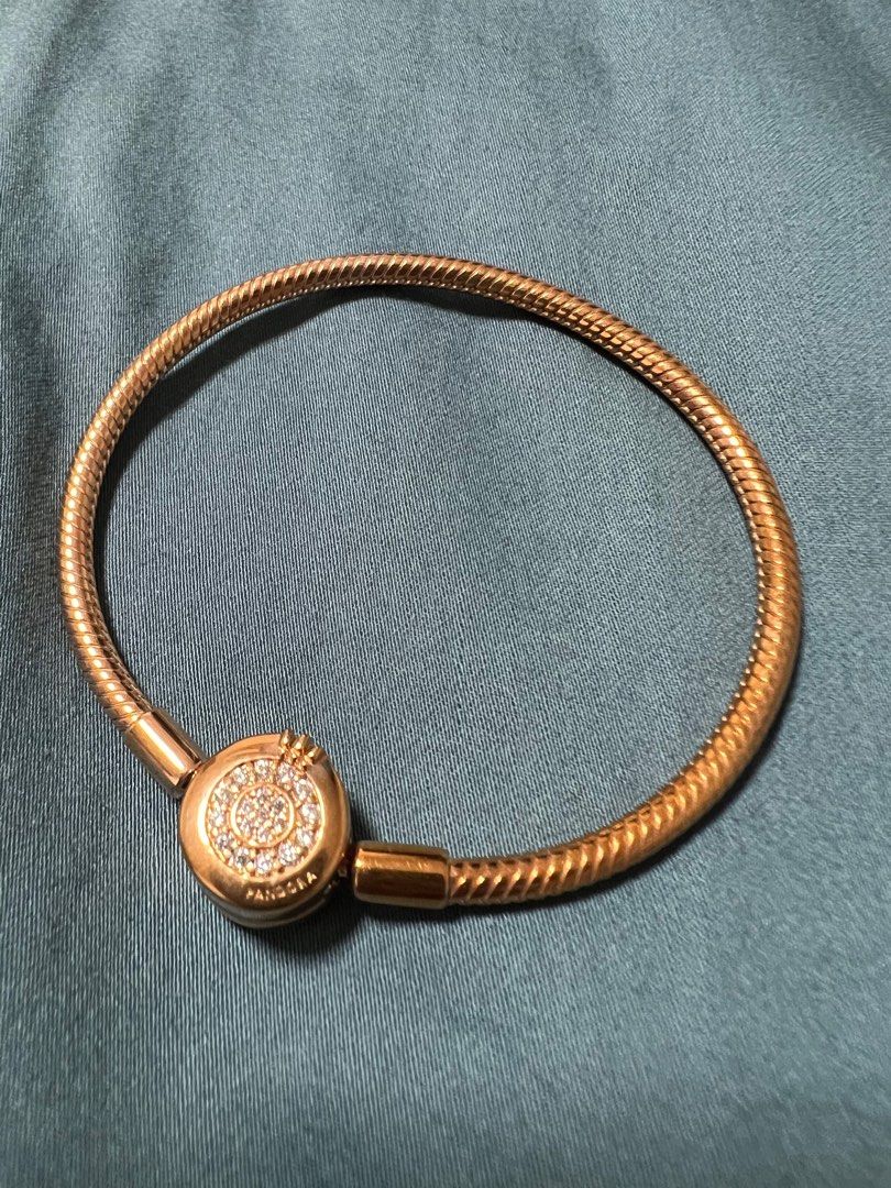 Pandora Moments Sparkling Crown O Snake Chain Bracelet (Rose Gold