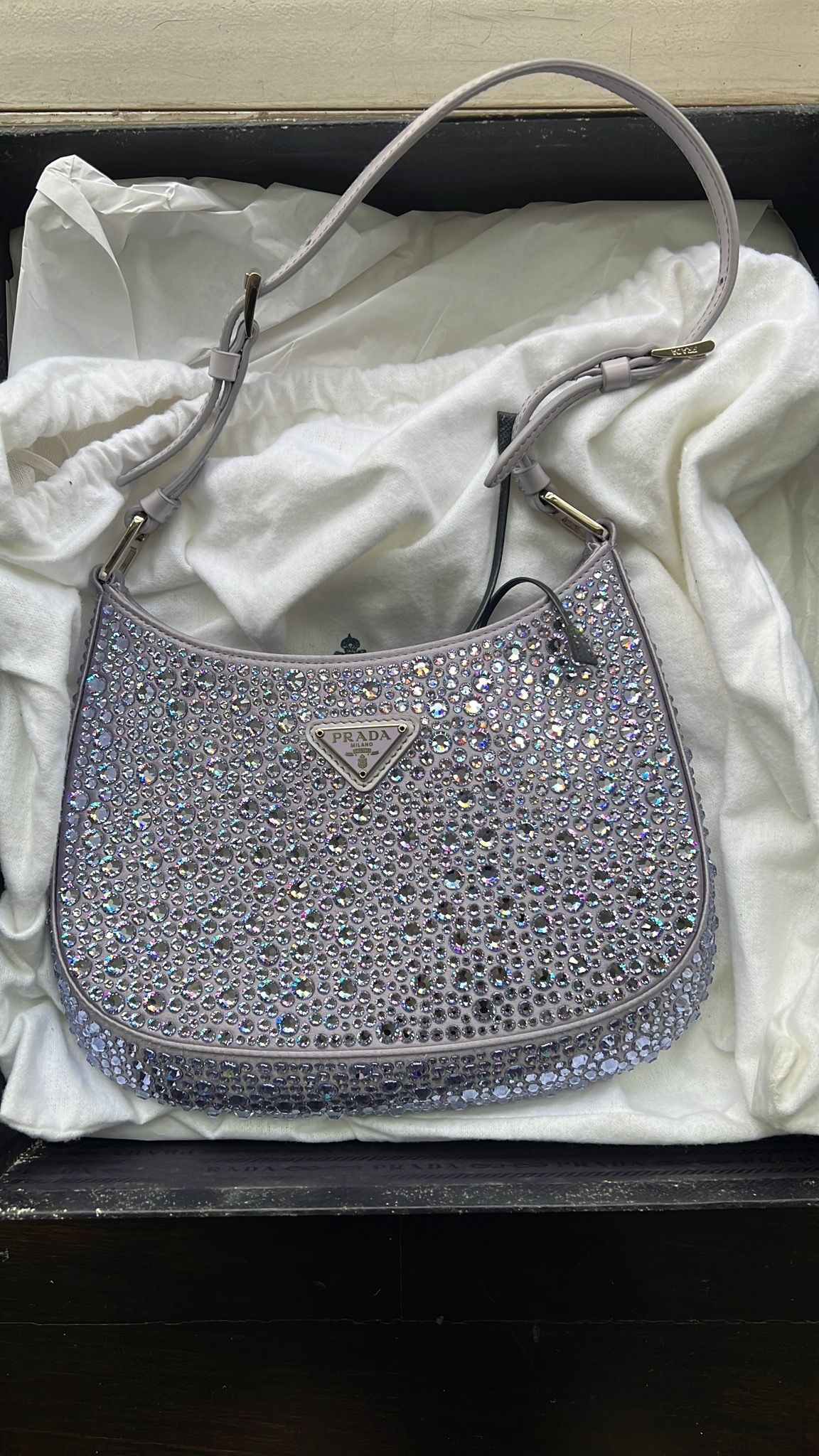 Pink PRADA Cleo satin bag with crystals. Original 💯