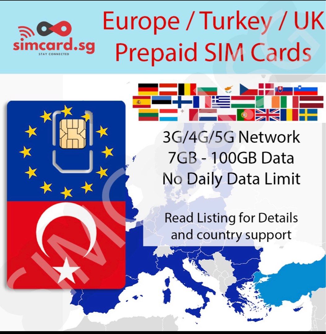 Preregistered EUROPE SIM CARD (30 days 8GB), Mobile Phones & Gadgets