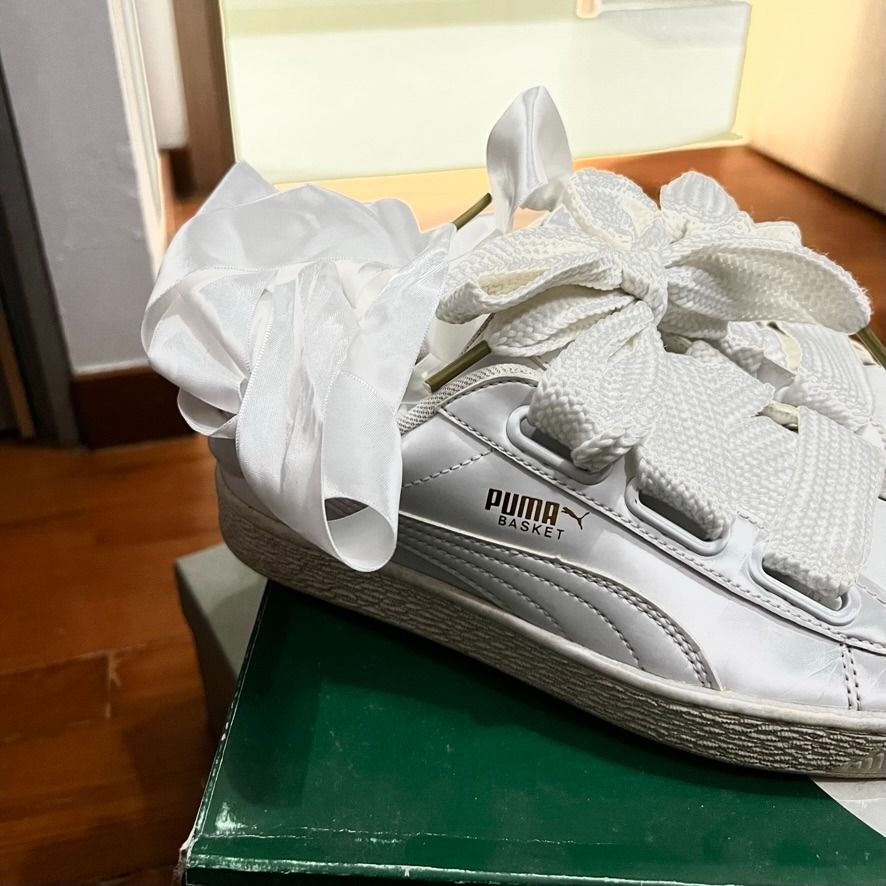 Puma heart shop basket white
