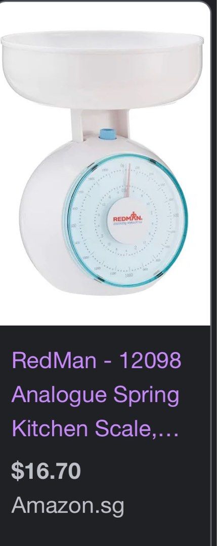 Redman Kitchen Scale Redman analogue weighing scale, Health & Nutrition, Health Monitors ...