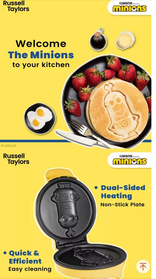 Russell Taylors x Minions Waffle Maker MW25 (FOC plush Toy), TV & Home