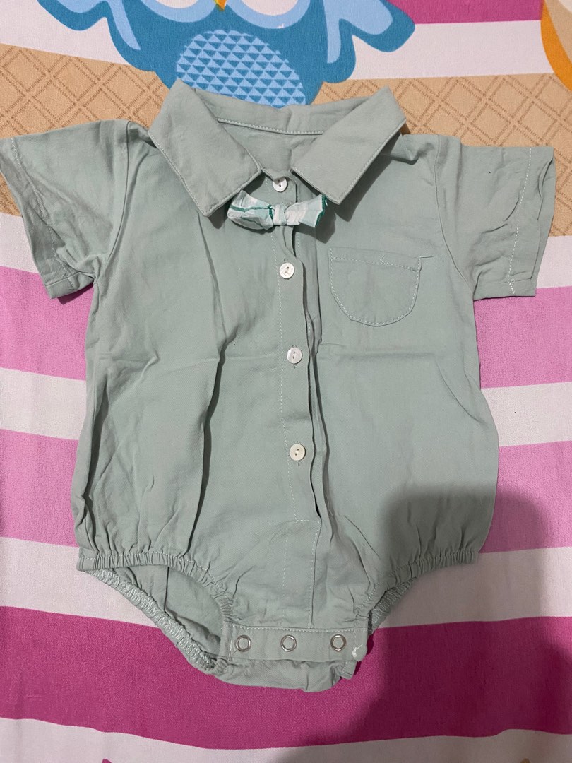 Sage green onesie with bow on Carousell