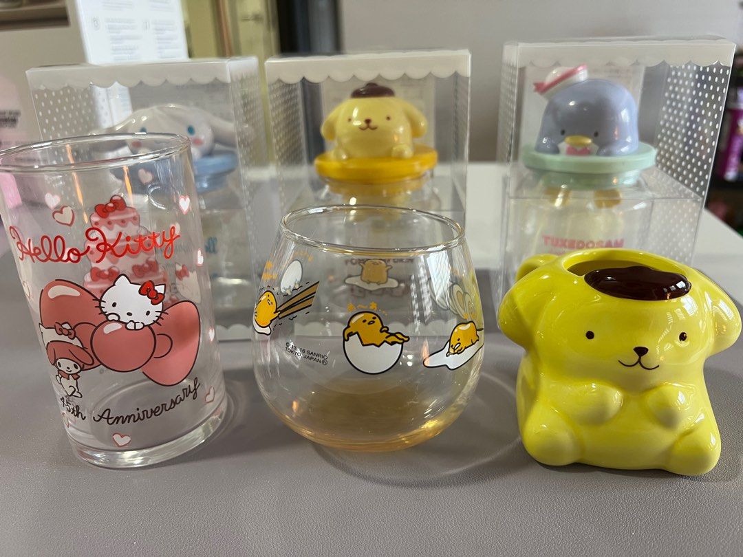 Sanrio random mug & container Pompompurin Tukedosam Cinnamoroll Hello ...