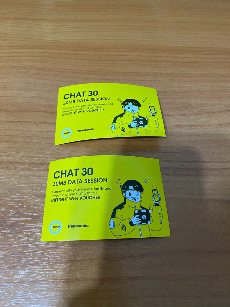Scoot Inflight WiFi Voucher 30MB Data Session (Chat 30), Tickets