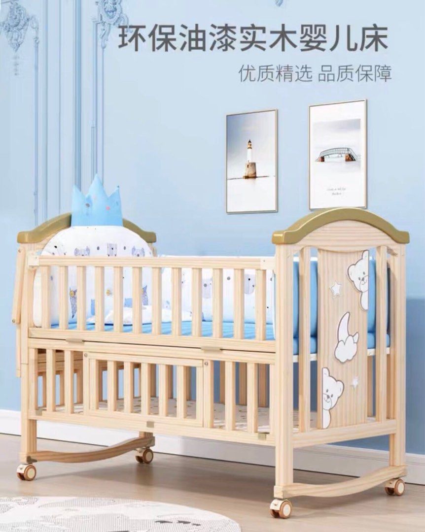 Solid wooden cot, Babies & Kids, Baby Nursery & Kids Furniture, Cots ...