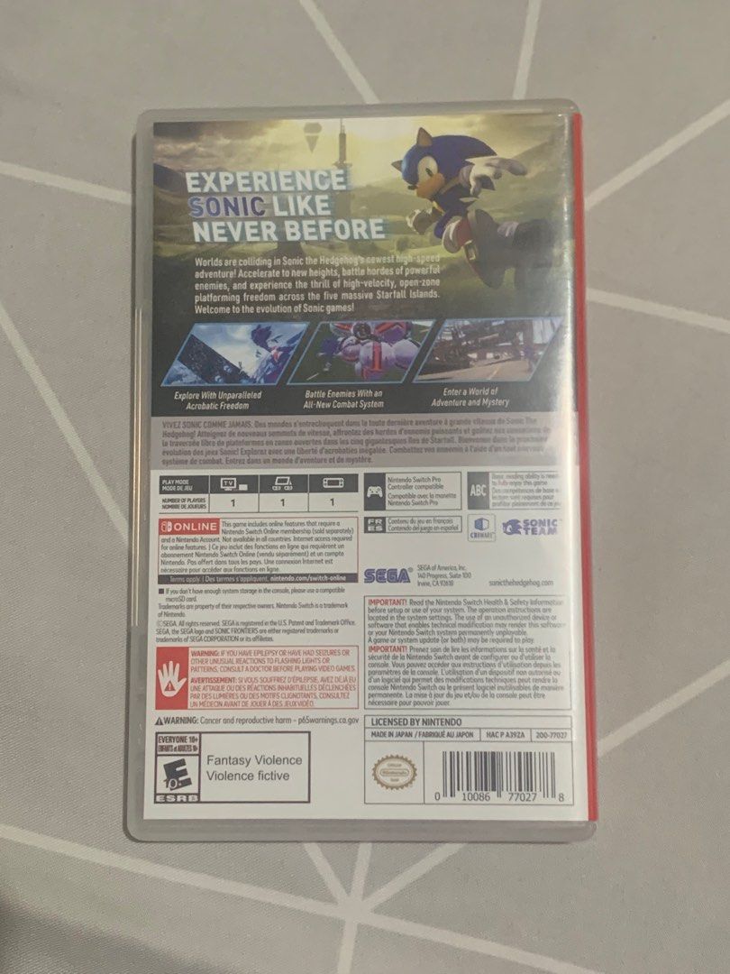 Sonic Frontiers Nintendo Switch (Category: Nintendo) located in Santa Maria. Submitted by jellolol (Listing ID 1228007747, Image 2). Description: Very Good Condition PM to request for more photos Shopee checkout available.