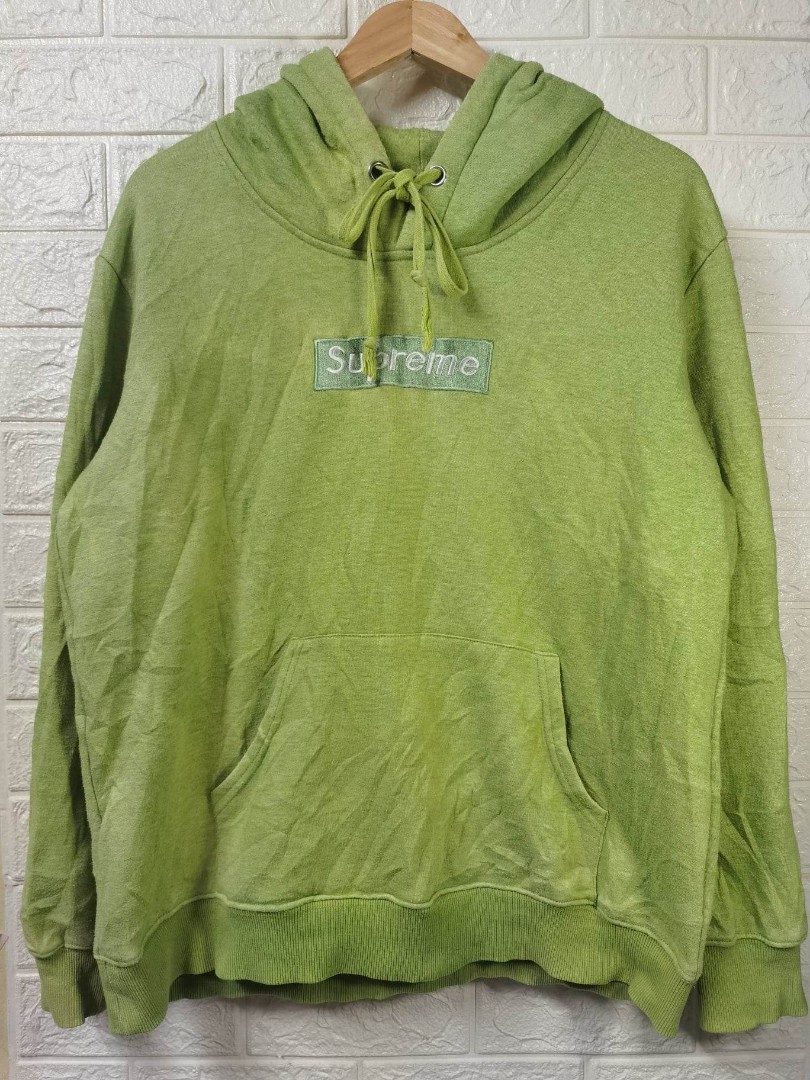 Perfect Condition Supreme Box Logo Hoodie Bogo Black w/ Lime Green Logo  (Large)