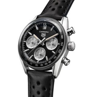 Tag Heuer Men's CV201AS.FC6429 Carrera Chronograph Black Leather Watch