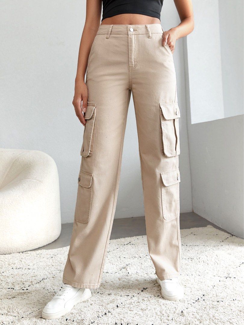 Pants for Women Flap Pocket Side Cargo Pants