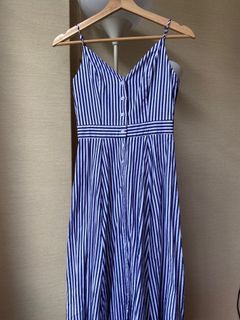 TEM navy striped linen midi dress