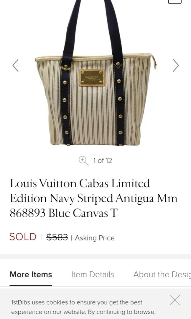 Louis Vuitton Cabas Limited Edition Navy Striped Antigua Mm 868893 Blue  Canvas T at 1stDibs