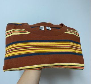 Uniqlo U 系列 2018 日本購入 卡其色 褐色條紋T恤 L號