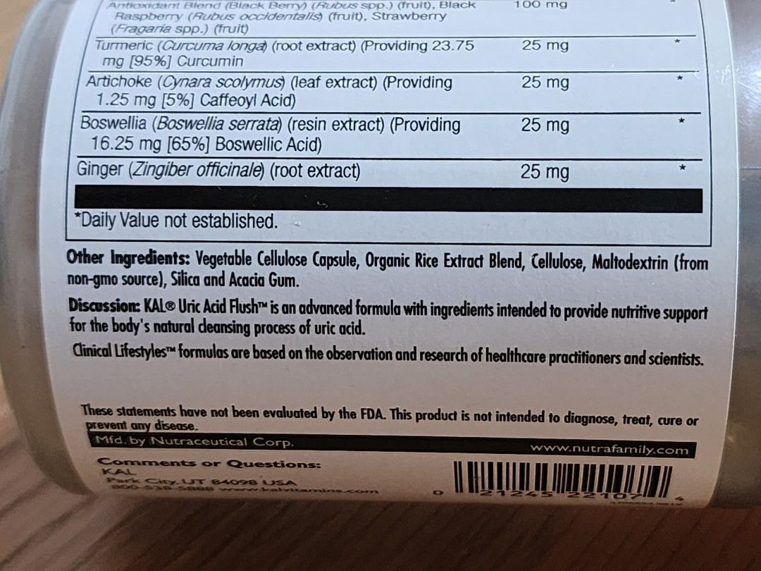 Uric Acid Flush (60 VegCaps), Health & Nutrition, Health Supplements ...