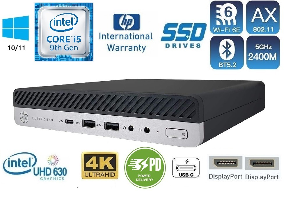⚡100W USB-C PD Option⚡ 🛡️02 2024🛡️⭐Dual M2 NVMe⭐ 9th Gen Hexa-Core Intel  i5-9500 4.40GHz Premium HP EliteDesk 800 G5 Mini Tiny PC 16/32GB DDR4 RAM 