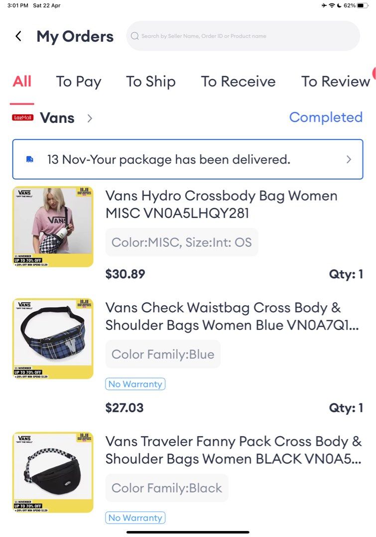 Check vans hotsell order