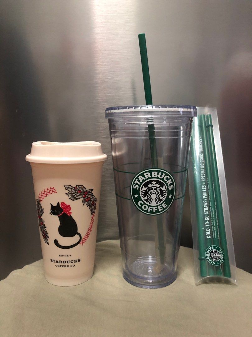 NEW Starbucks Cold Cup Clear Venti Tumbler Traveler With Green