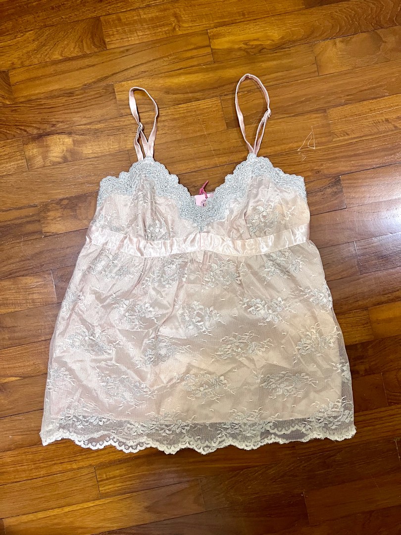 Vintage 2000s pink lace sequin cami top main image 0
