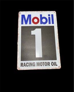 Vtg Mobil Racing Motor Oil Sign Plate