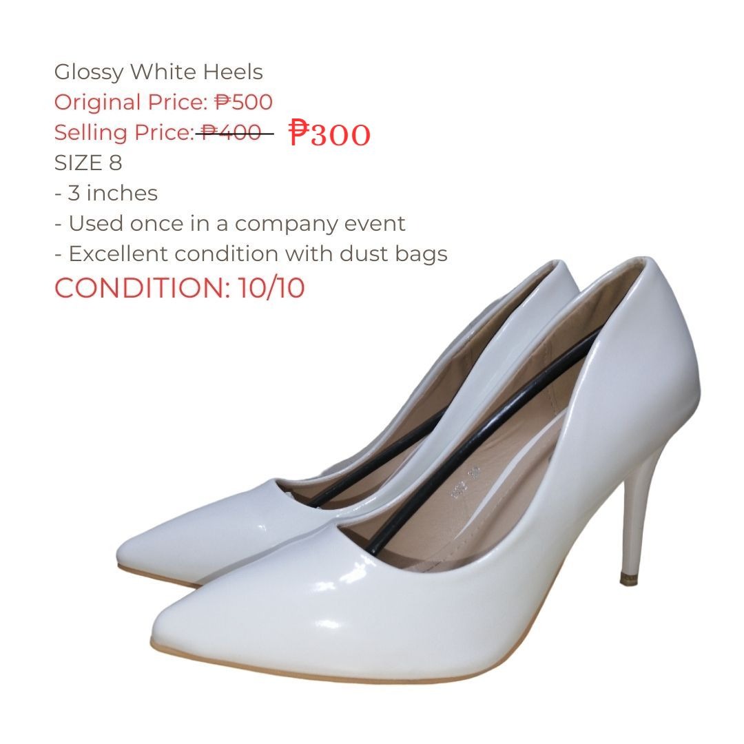 Shiny 2025 white heels