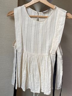 Zara linen peplum tie top trf