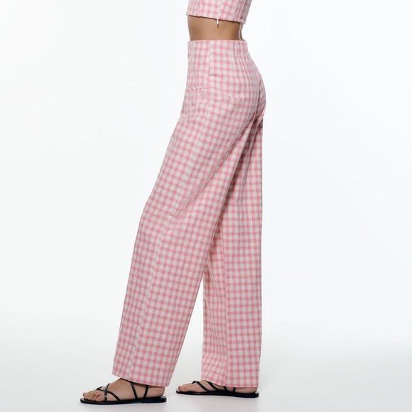 Gingham pants zara cheap