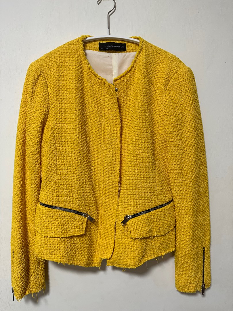 Zara yellow top tweed jacket