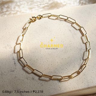 18K Saudi Gold Paperclip Bracelet 7.5"