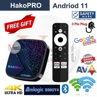 🔔 🔔 4K Android 11 Android TV Box HakoPRO Amlogic S905Y4 4G 32G WIFI 2.4G/5G and Bluetooth Google Certified