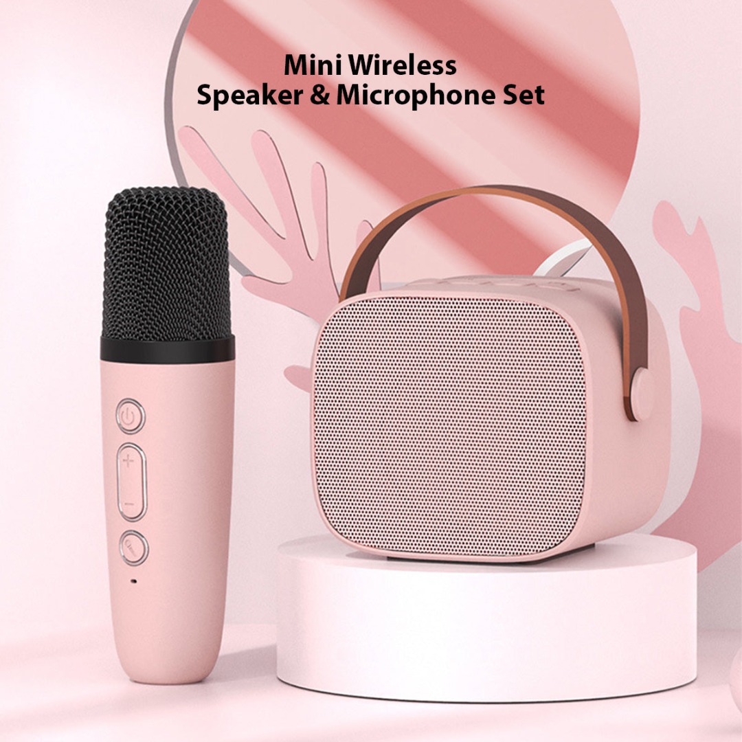 Anank Mini Wireless Speaker And Microphone Set Bluetooth Portable Karaoke Function Speaker with