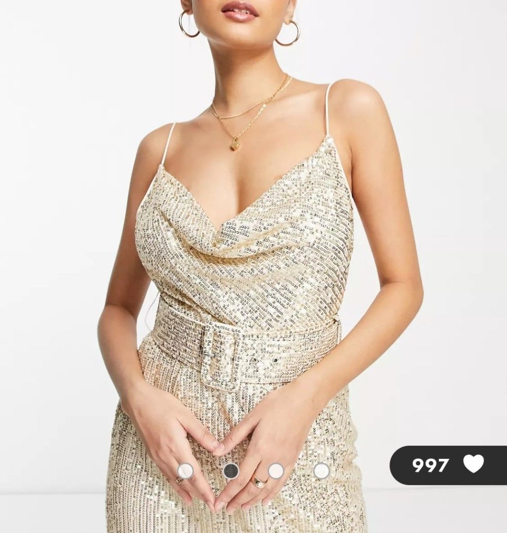Gold sequin 2025 dress asos