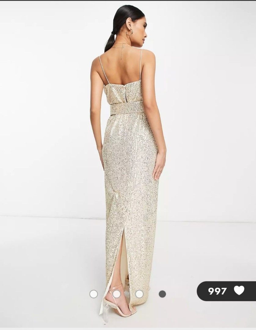 ASOS Gold Sequin Dress, Women's Fashion, Dresses & Sets, Evening dresses &  gowns on Carousell