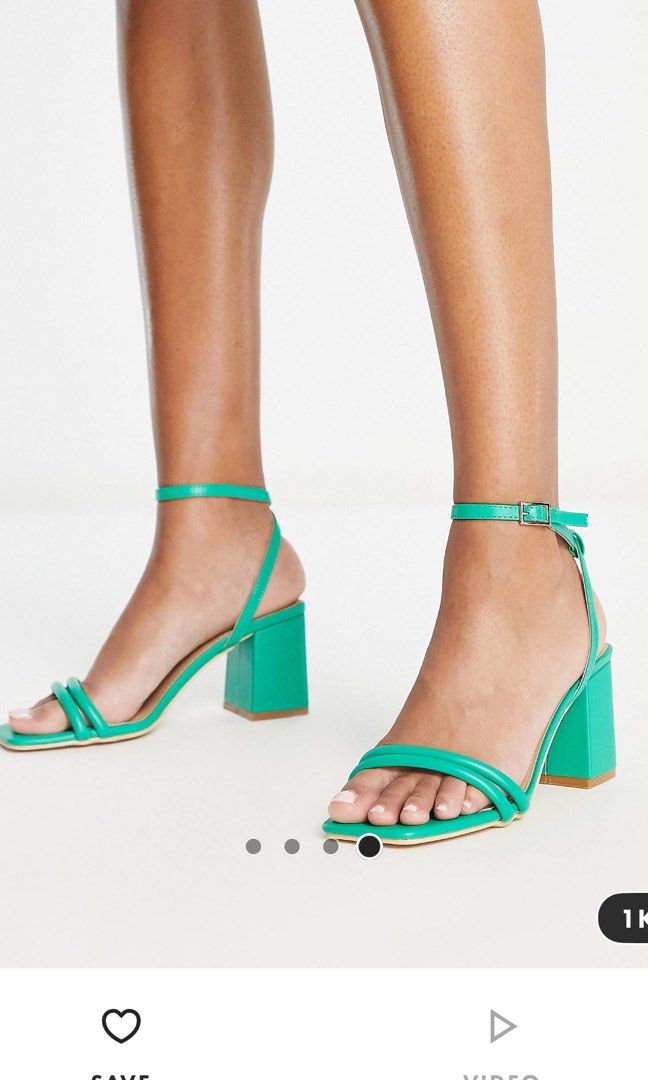 Asos truffle collection square toe block heel sandals in green