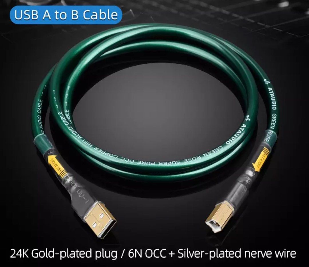 Audiophile USB A to USB B Super Pure OCC cable 3.0m, Audio, Other Audio
