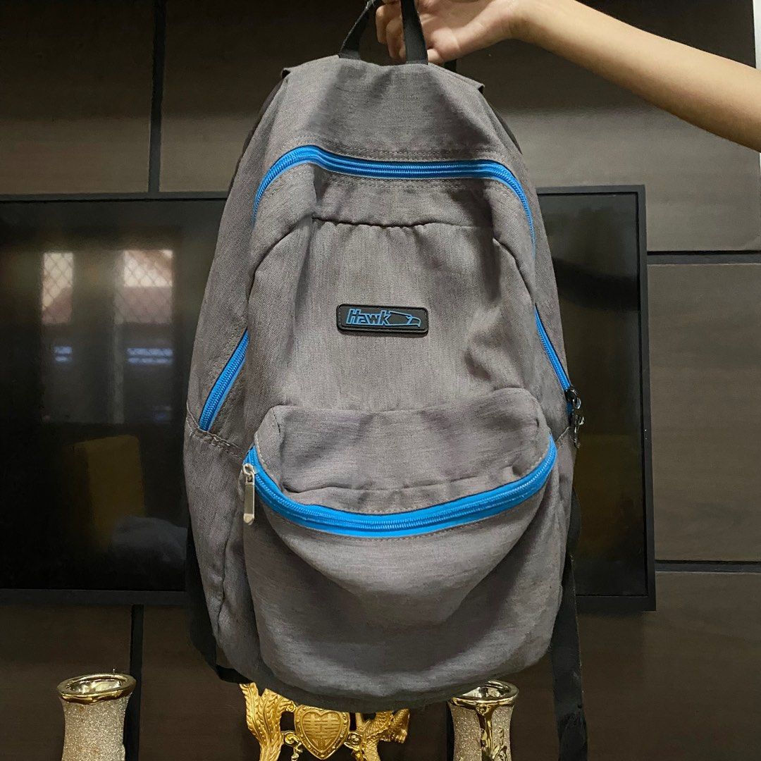 Authentic Hawk Backpack Gray Blue School Bag Men s Fashion Bags