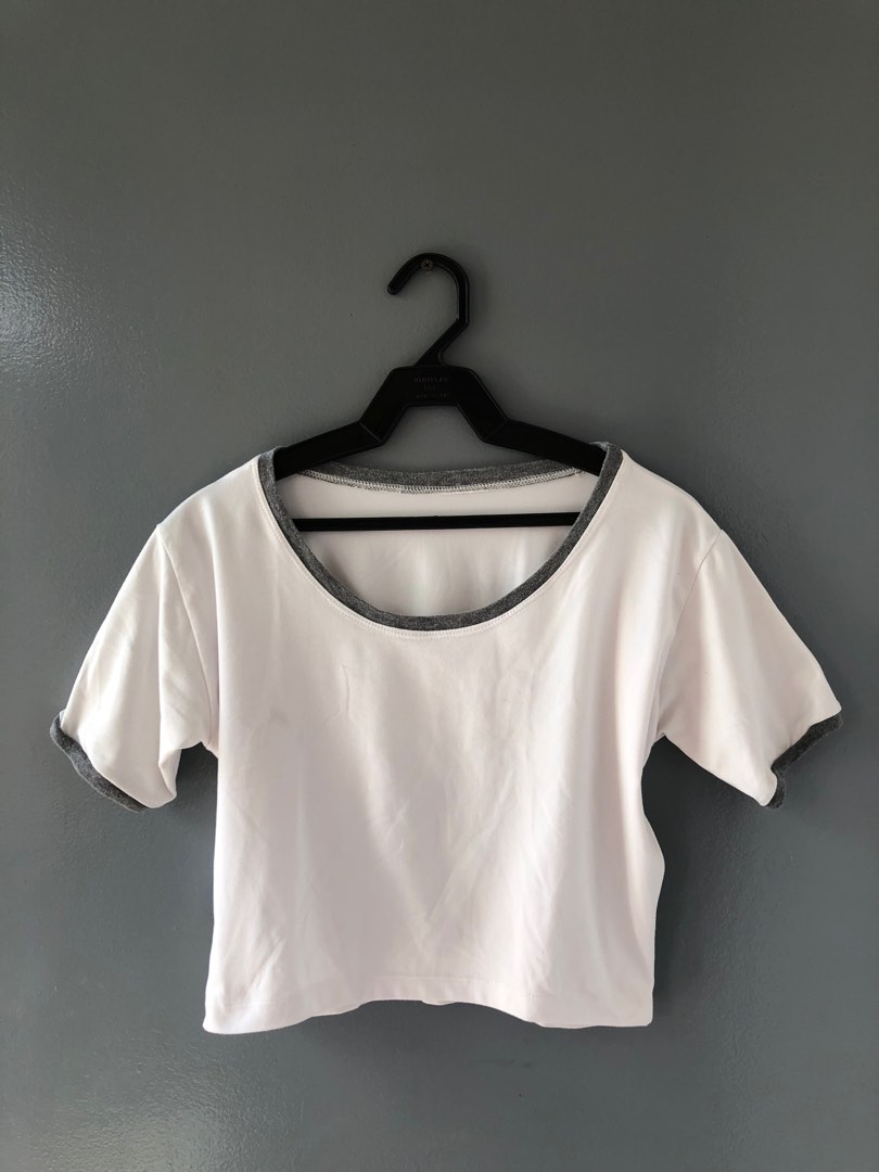Basic white tank top with gray lines, Women's Fashion, Tops, Shirts on ...