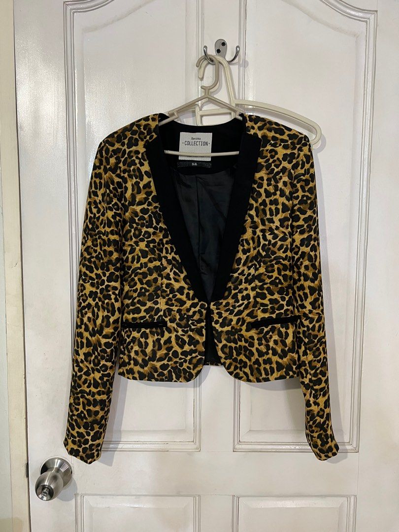 Bershka leopard print blazer coat