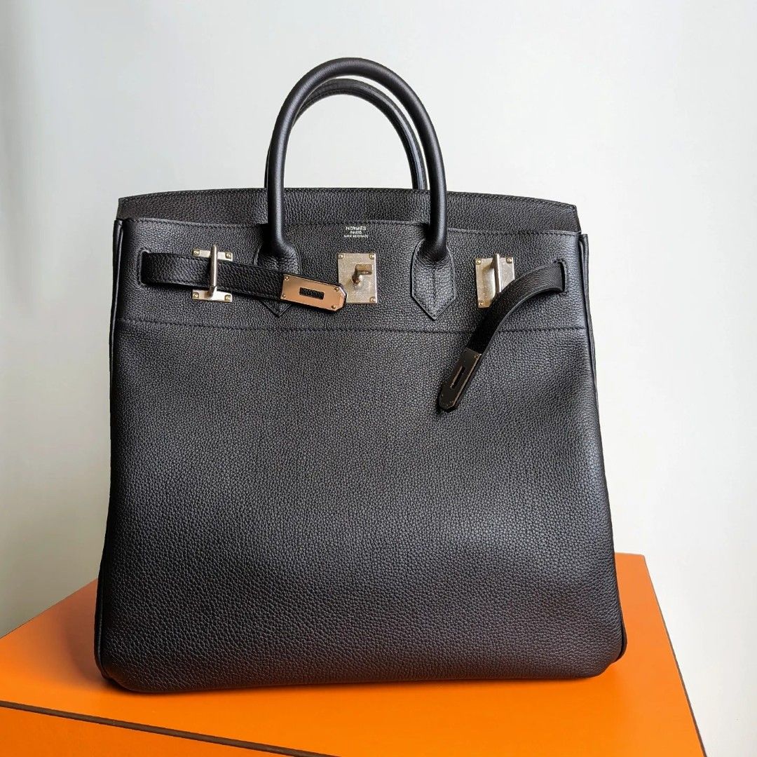 HERMES Haut a Courroies 40 Hand Bag Togo Leather Etoupe Z France