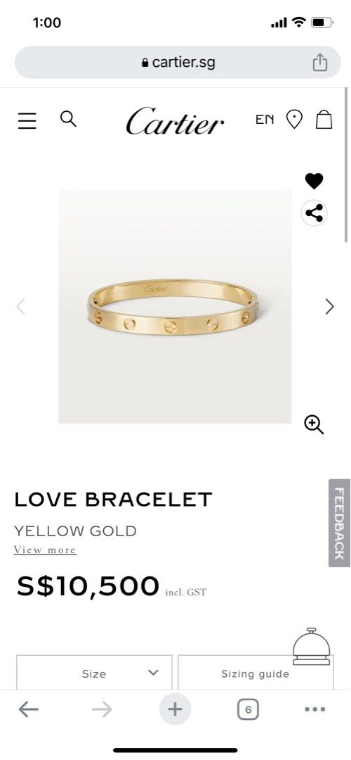 cartier love bracelet yellow gold price