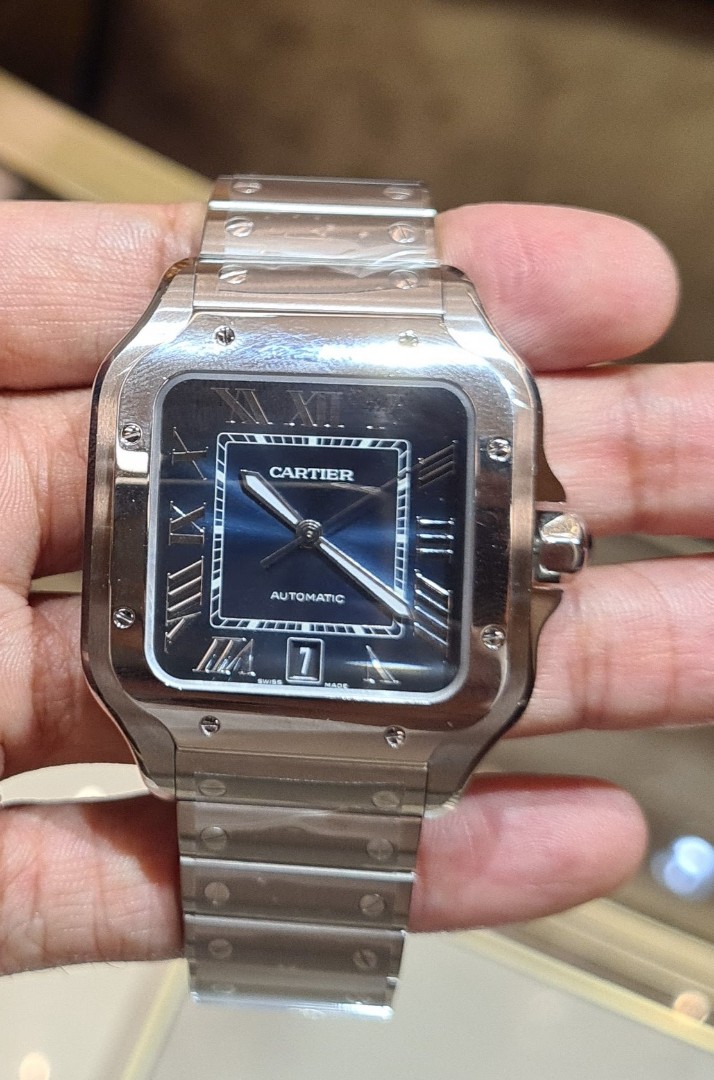 Cartier Santos Blue Large Model, Luxury, Watches on Carousell