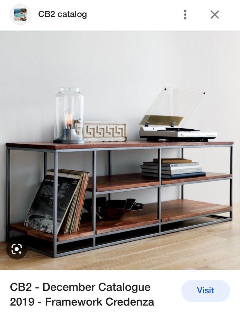 CB2 Framework Credenza Acacia Wood Console/Shelving Unit, Furniture