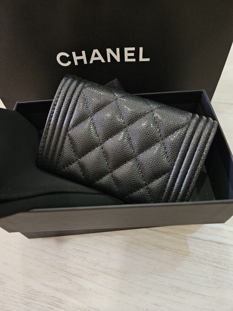 Chanel Classic Flap Card Holder Boy Cardholder Card Case Black Caviar