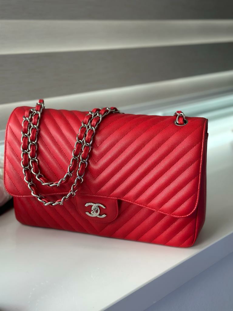 Chanel Flap Bag - Jumbo size - Reddish Orange - New, Luxury, Bags