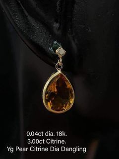 Citrine Pear with Diamond Dangling