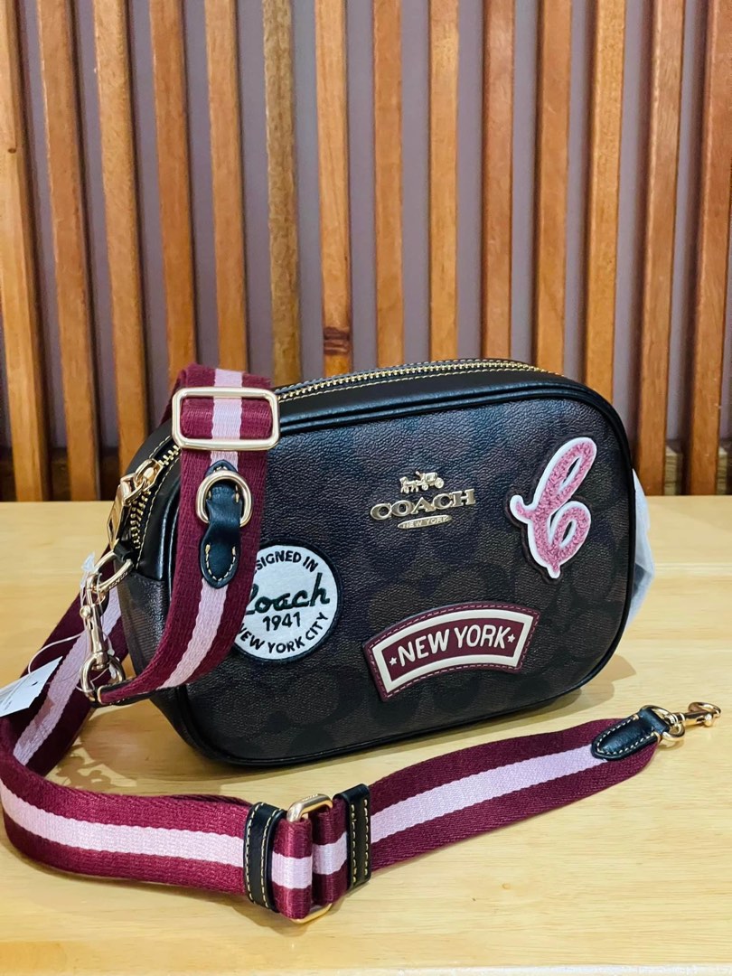 Coach Mini Jamie Camera Bag In Signature Canvas With Ski Patches Dark